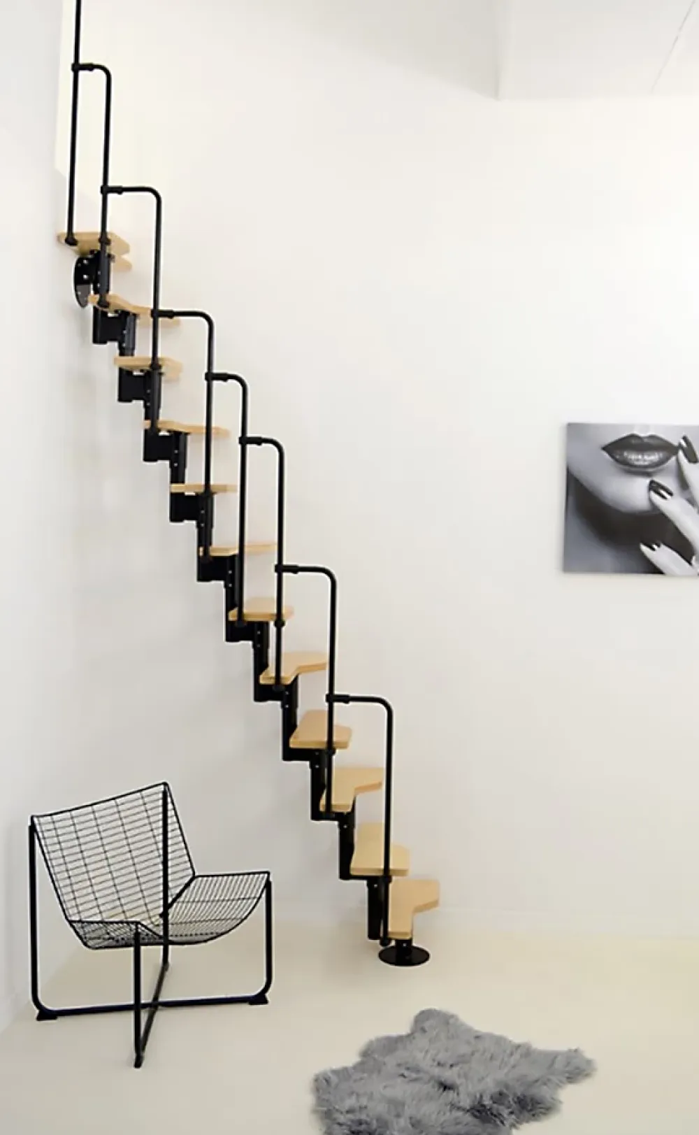 Matisere Escalier Droit<Escalier droit 13 marches - Hauteur à franchir 2.41 à 3.16m- Noir et Hêtre - TWISTER60-I-NH-13