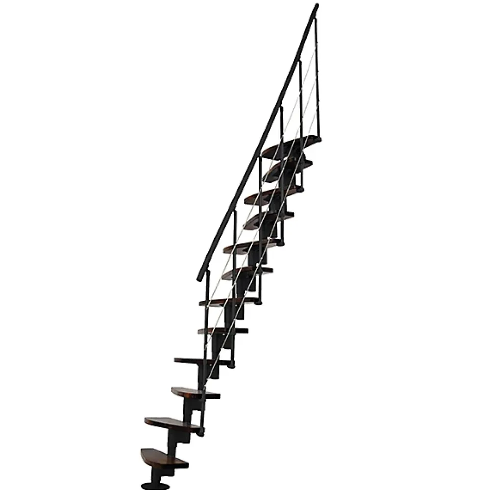 Matisere Escalier Droit<Escalier droit 12 marches - Hauteur à franchir 2.23 à 2.94m- Largeur 65cm - Structure noire et marche noyer - NIZZA60/I/SNMNO-12