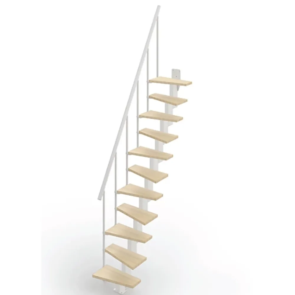 Matisere Escalier droit 12 marches - Hauteur à franchir de 2.60 à 3.08m - Largeur 60cm - Couleur bois et blanc - SMALL60/I-SBNAT-12- Escalier Droit