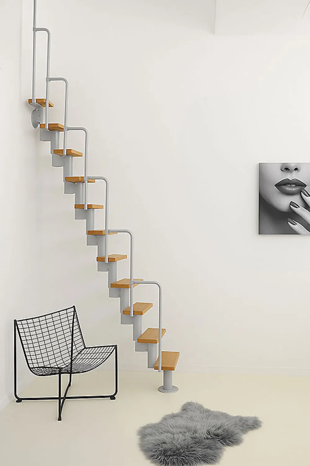 Matisere Escalier Droit<Escalier droit 12 marches - Hauteur à franchir 2.23 à 2.93m - Gris et hêtre - TWISTER60-I-GH-12