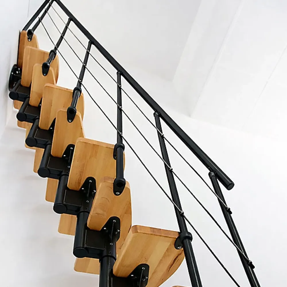 Matisere Escalier Droit<Escalier droit 11 marches - Hauteur à franchir 2.06 à 2.70m - Largeur 65cm - Structure noire et marche hêtre - NIZZA60/I/NH-11