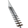 Matisere Escalier Droit<Escalier droit 12 marches - Hauteur à franchir 2.59 à 3.12m - Largeur 80cm - Structure grise et marche noyer - COMFO80/I/GN-12