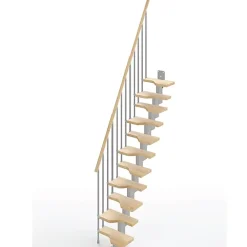 Matisere Escalier Droit<Escalier droit 12 marches - Hauteur à franchir de 2.61 à 3.09m - Largeur 61cm - Couleur naturel et blanc - MINI61/I/SGMNAT-12