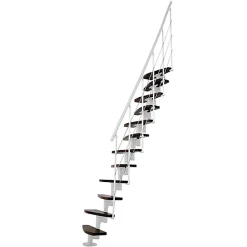 Matisere Escalier droit 13 marches - Hauteur à franchir 2.41 à 3.17m - Largeur 65cm - Structure blanche et marche noyer -- Escalier Droit