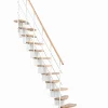 Matisere Escalier droit 14 marches - Hauteur à franchir 2.85 à 3.21m - Largeur 65cm - Structure blanche et marche hêtre - QUATR65/I-BB-14- Escalier Droit