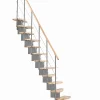 Matisere Escalier droit 13 marches - Hauteur à franchir 2.66 à 2.98m - Largeur 65cm - Structure grise et marche hêtre - QUATR65/I-GB-13- Escalier Droit