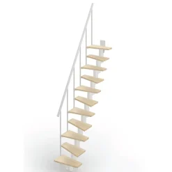 Matisere Escalier droit 13 marches - Hauteur à franchir de 2.80m à 3.32m - Largeur 60cm - Couleur bois et blanc - SMALL60/I-SBNAT-13- Escalier Droit