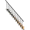 Matisere Escalier Droit<Escalier droit 12 marches - Hauteur à franchir 2.59 à 3.12m - Noir et bois - COMFO80/I/NB-12