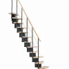 Matisere Escalier droit 13 marches - Hauteur à franchir 2.66 à 2.98m - Largeur 65cm - Structure noire et marche hêtre - QUATR65/I-NB-13- Escalier Droit