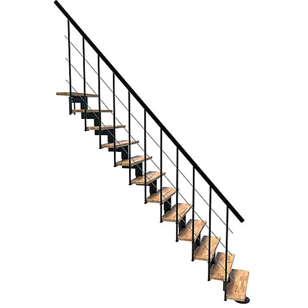 Matisere Escalier Droit<Escalier droit 8 marches - Hauteur à franchir 1.85 à 2.16m - Noir et bois - COMFO80/I/NB-8