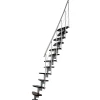 Matisere Escalier droit 12 marches - Hauteur à franchir 2.23 à 2.94m- Largeur 65cm - Structure grise et marche noyer - NIZZA60/I/SGMNO-12- Escalier Droit