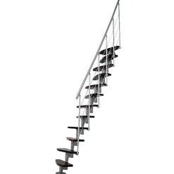 Matisere Escalier droit 12 marches - Hauteur à franchir 2.23 à 2.94m- Largeur 65cm - Structure grise et marche noyer - NIZZA60/I/SGMNO-12- Escalier Droit