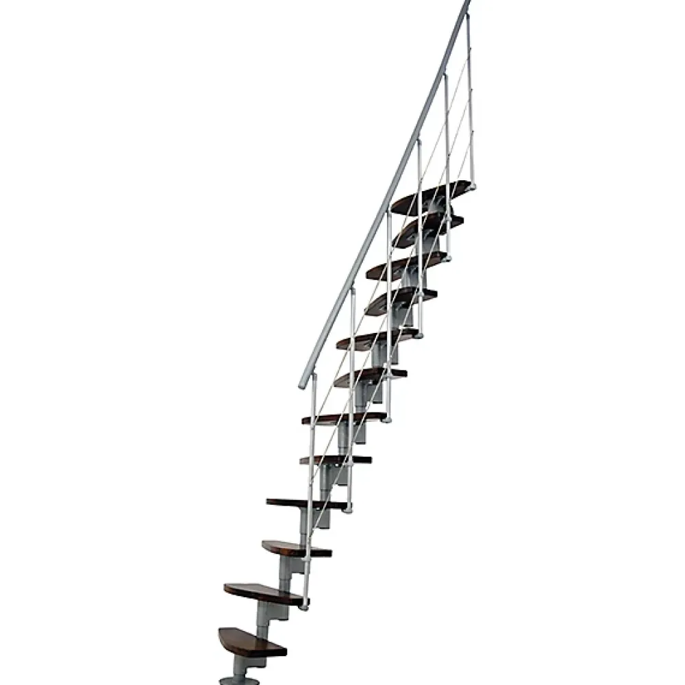 Matisere Escalier droit 12 marches - Hauteur à franchir 2.23 à 2.94m- Largeur 65cm - Structure grise et marche noyer - NIZZA60/I/SGMNO-12- Escalier Droit