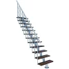 Matisere Escalier droit 13 marches - Hauteur à franchir 2.78 à 3.36m - Largeur 80cm - Structure blanche et marche noyer - COMFO80/I/BN-13- Escalier Droit