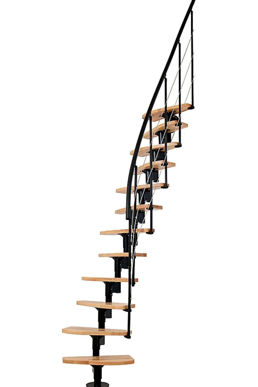 Matisere Escalier droit 10 marches - Hauteur à franchir 1.89 à 2.49m- Largeur 65cm - Structure noire et marche hêtre - NIZZA60/I/NH-10- Escalier Droit