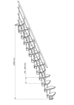Fortia Escalier droit gain de place hêtre et acier noir 13 marches Cerros- Escalier Gain De Place
