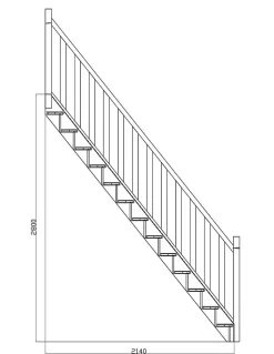 Woodup Escalier Droit Hêtre LC 80cm Kit Rampe H Sol Sol 280 Cm- Escalier Droit