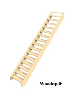 Woodup Escalier Droit Hêtre LC Ou Sapin Chevalard 280 Cm Avec Contremarches Hêtre LC H Sol Sol 280 Cm- Escalier Droit
