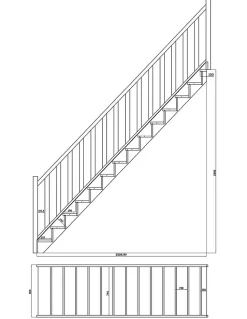 Woodup Escalier Droit Hêtre LC Ou Sapin Chevalard 280 Cm Avec Contremarches Sapin H Sol Sol 280 Cm- Escalier Droit