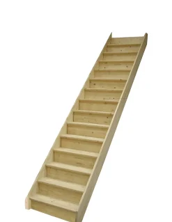 Woodup Escalier Droit<Escalier Droit Sapin Moreno 285 Cm Kit Recoupable Sans Rampe Avec Contremarches H Sol Sol 285 Cm