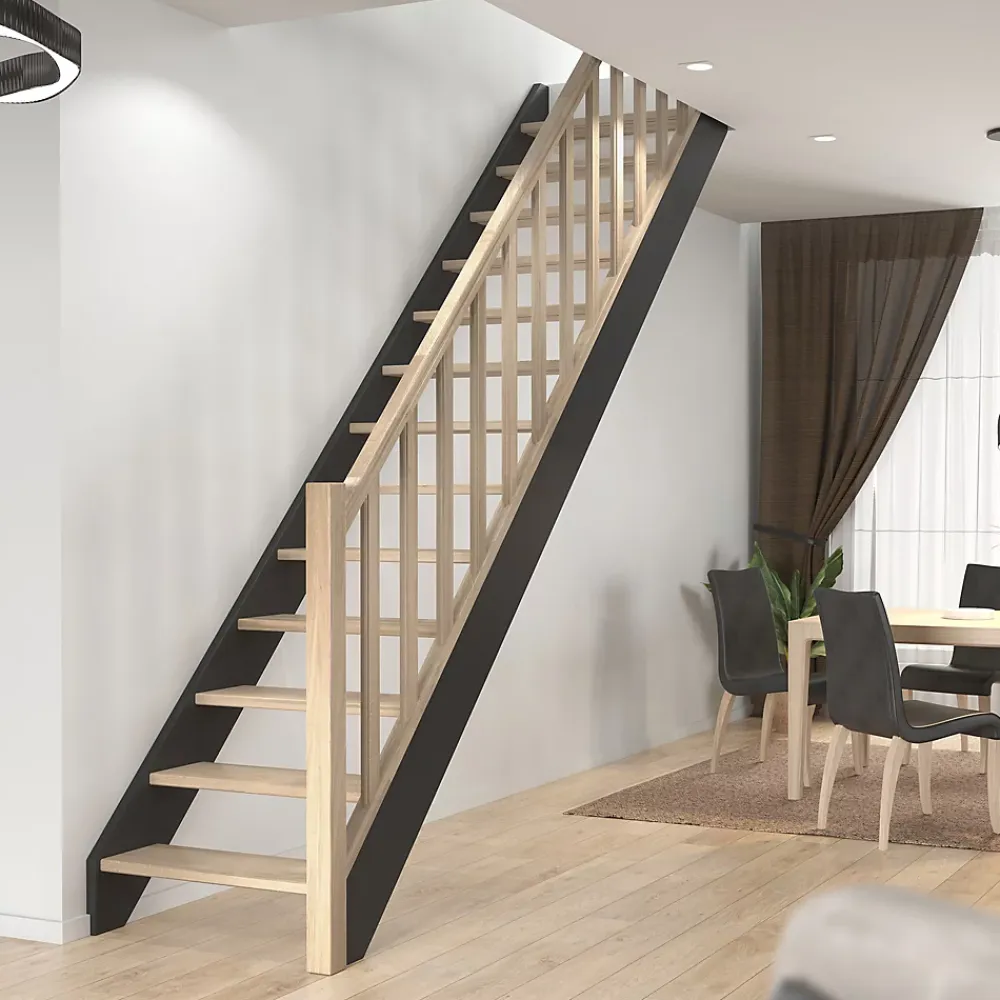 Sogem Escalier Droit<Escalier droit chêne coloris naturel 13 marches sans contremarches Liverpool avec rampe