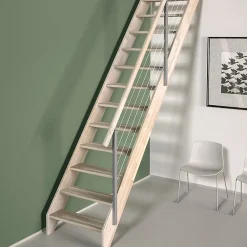 Sogem Escalier Droit<Escalier droit chêne coloris naturel 13 marches sans contremarches Ardennes avec rampe