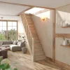 Sogem Escalier Droit<Escalier droit chêne coloris naturel 13 marches avec contremarches Tradi Eeco avec rampe