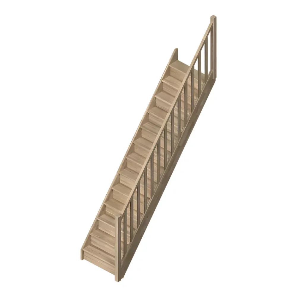 Sogem Escalier Droit<Escalier droit chêne coloris naturel 13 marches avec contremarches Tradi Eeco avec rampe