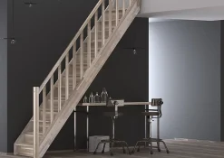 Sogem Escalier Droit<Escalier droit chêne coloris naturel 13 marches avec contremarches Tradi Eeco avec rampe