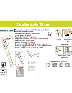 Woodup Escalier Mezzanine<Escalier Escamotable Bois Isole 46 Mm Caisson 110 X 70 Cm