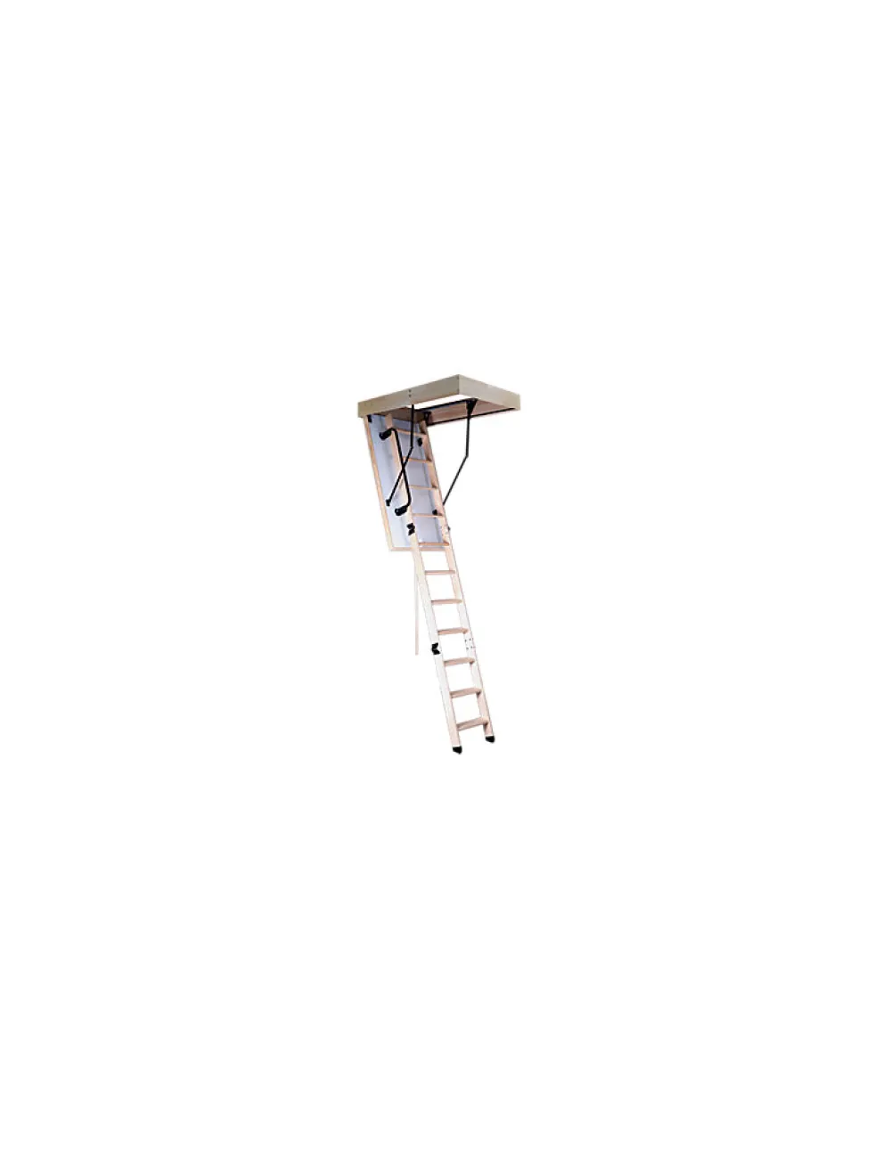 Woodup Escalier Escamotable Grande Hauteur Isolé 26 Mm H 330 Cm Caisson 140 X 70 Cm- Escalier Mezzanine