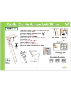 Woodup Escalier Mezzanine<Escalier Escamotable Grande Hauteur Isolé 26 Mm H 330 Cm Caisson 130 X 60 Cm