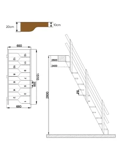 Woodup Escalier Escamotable<Escalier Gain De Place Nugere 280 Cm Kit Recoupable Sapin H Sol Sol 280 Cm