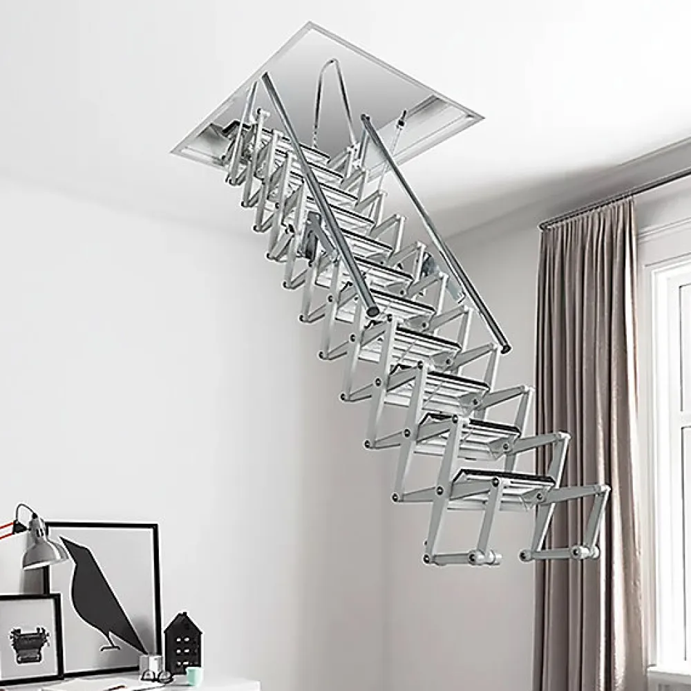 Matisere Escalier Grenier Electrique - Trappe 60x130cm - Hauteur 2.76 à 3.05m - ACI-THE300G/130X60- Escalier Escamotable