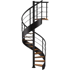 Fortia Escalier hélicoïdal hêtre et acier noir 13 marches Carilo Ø140cm tournant gauche- Escalier Colimaçon