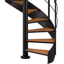 Fortia Escalier hélicoïdal hêtre et acier noir 13 marches Carilo Ø140cm tournant gauche- Escalier Colimaçon