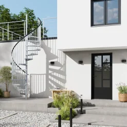 Fortia Escalier hélicoïdal acier et plastique gris 13 marches Falerna- Escalier Colimaçon