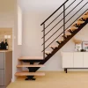 Alumin'home Escalier monopoutre palier Maya rampe aluminium marche hêtre l. 2.75 m- Escalier Quart Tournant