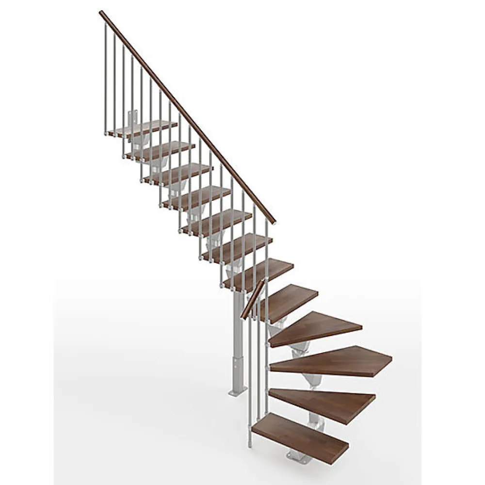 Matisere Escalier Quart Tournant<Escalier quart tournant 15 marches - Hauteur à franchir de 2.97 à 3.56m - Largeur 85cm - Limon central - Noyer et anthracite -