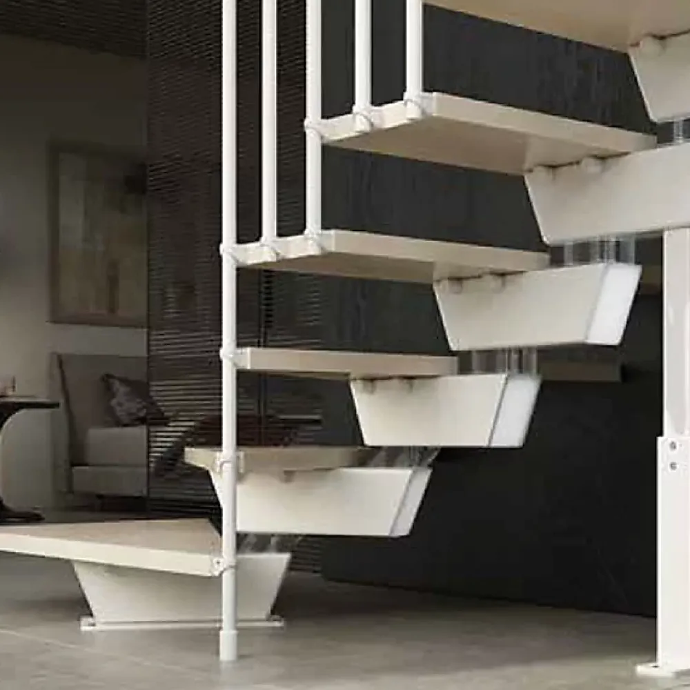 Matisere Escalier Quart Tournant<Escalier quart tournant 15 marches - Hauteur à franchir de 2.97 à 3.56m - Largeur 85cm - Limon central - Noyer et anthracite -