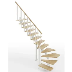 Matisere Escalier Quart Tournant<Escalier quart tournant 16 marches - Hauteur à franchir de 3.15 à 3.79m - Largeur 85cm - Limon central - Bois et blanc -