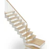 Matisere Escalier Quart Tournant<Escalier quart tournant 14 marches - Hauteur à franchir de 2.63 à 3.30m - Largeur 75cm - Bois et blanc - Rampe verticale -