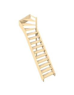 Woodup Escalier Quart Tournant Bavat Hetre 280 Cm Kit Recoupable Haut à Droite Sans Contremarche H Sol Sol 280 Cm- Escalier Quart Tournant