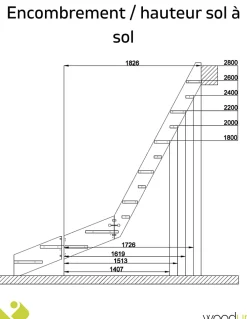 Woodup Escalier Quart Tournant<Escalier quart tournant bas en sapin Kit gain de place