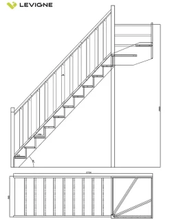 Woodup Escalier Quart Tournant Bavat Hetre 280 Cm Kit Recoupable Haut à Gauche Sans Contremarche H Sol Sol 280 Cm- Escalier Quart Tournant