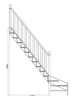 Woodup Escalier Quart Tournant<Escalier Quart Tournant Cuvillat Kit Recoupable Bas à Gauche Sans Contremarche H Sol Sol 280 Cm
