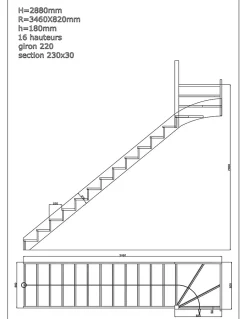 Woodup Escalier Quart Tournant<Escalier Quart Tournant Chêne Furka 288 Cm Kit Recoupable Haut à Gauche Avec Contremarches Hêtre LC H Sol Sol 288 Cm