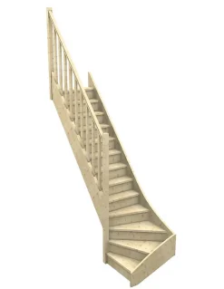 Woodup Escalier Quart Tournant Ceigne Kit Recoupable Bas à Gauche Avec Contremarches H Sol Sol 280 Cm- Escalier Quart Tournant