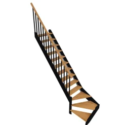 Fortia Escalier quart tournant droit chêne et aluminium noir Gagliano- Escalier Quart Tournant