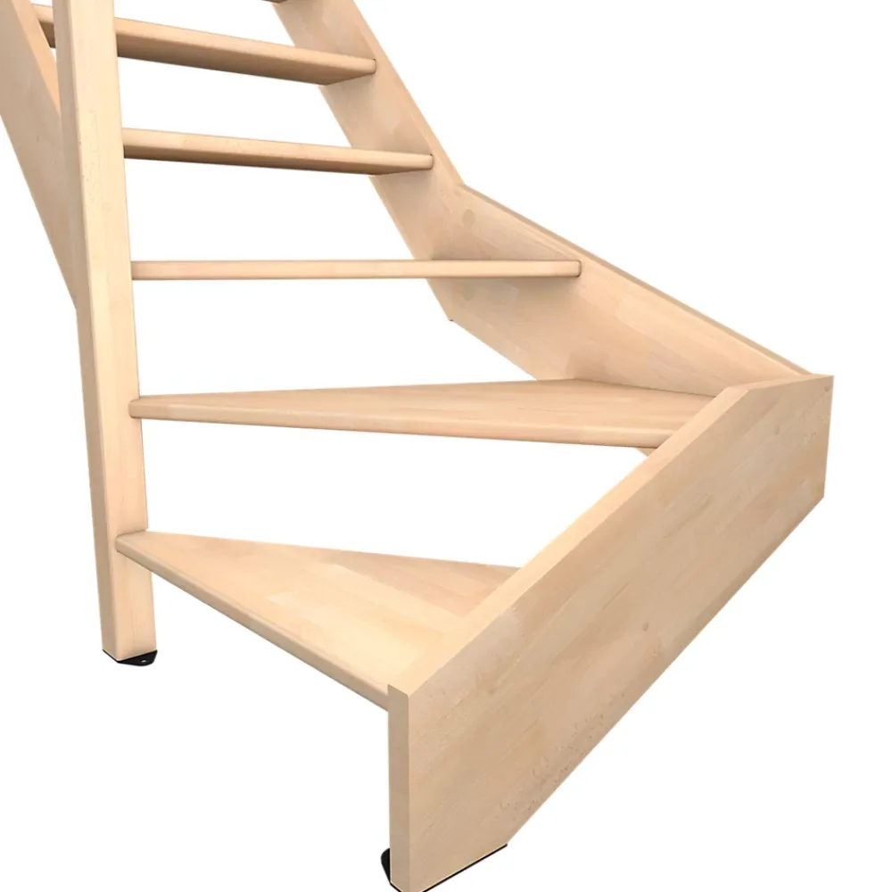 Fortia Escalier quart tournant droit hêtre coloris naturel 13 marches Siderno sans contremarches- Escalier Quart Tournant
